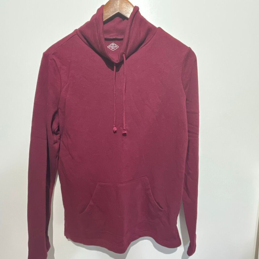 St. John's Bay Women's Deep Ruby Funnel‎ Neck Cotton Blend Sweatshirt XS NWT